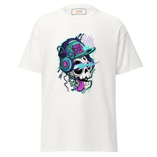 Game Over Skull | Funky T-Shirt - White - T-Shirts Online