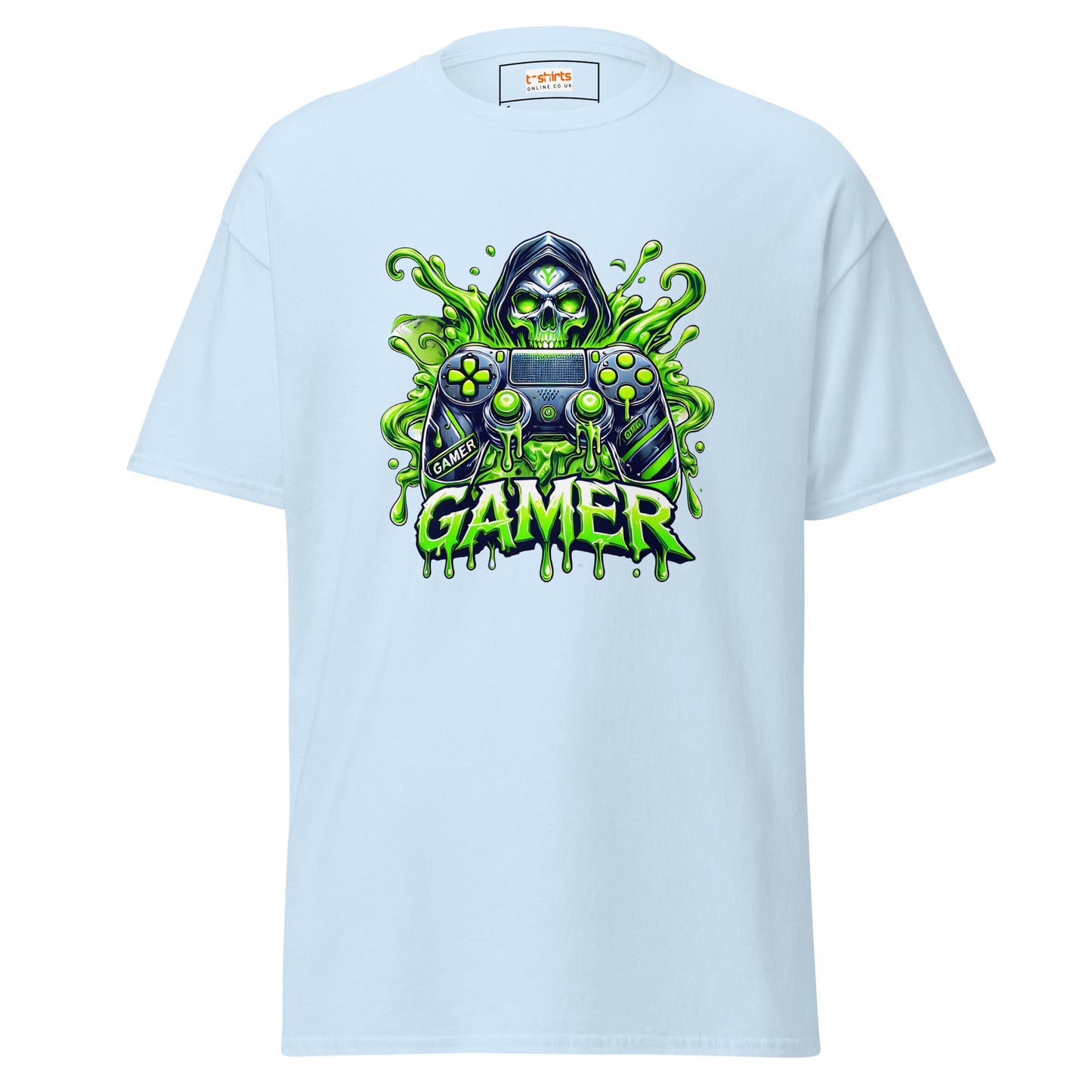 Gamer Skull | Gamer T-Shirt - Light Blue - T-Shirts Online