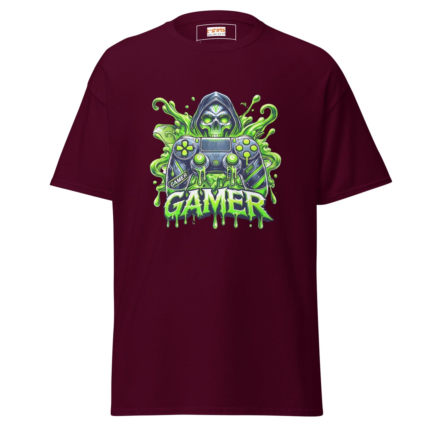Gamer Skull | Gamer T-Shirt - Maroon - T-Shirts Online