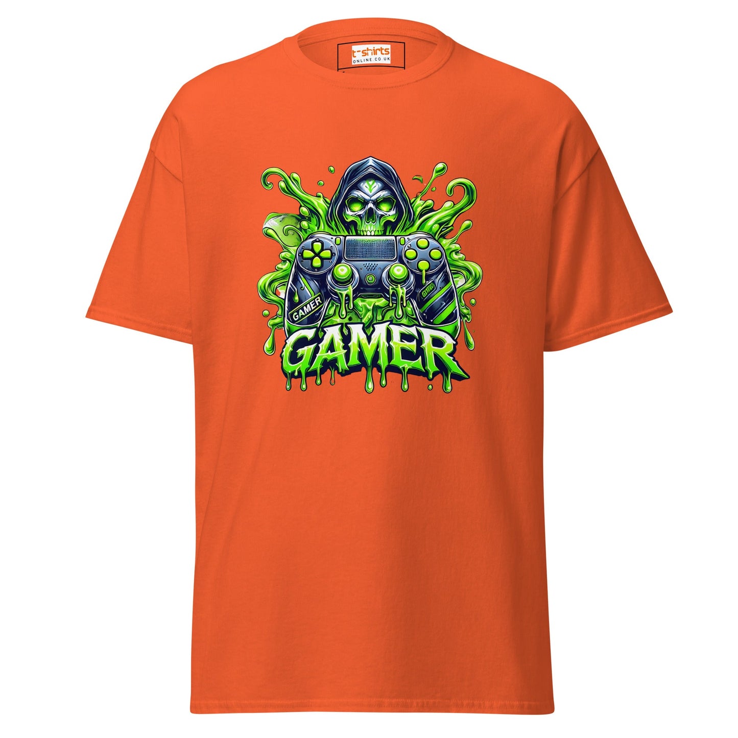 Gamer Skull | Gamer T-Shirt - Orange - T-Shirts Online