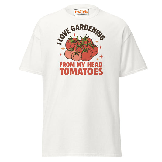 Gardening Tomato Pun Tee – Funny Head Tomatoes Shirt - White - T-Shirts Online