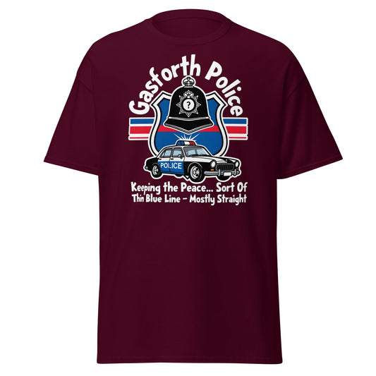 Gasforth Police Funny British Comedy T-Shirt - Maroon - T-Shirts Online