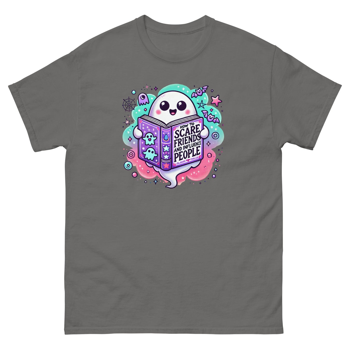 Ghost Book Halloween | Halloween T-Shirt - Charcoal - T-Shirts Online