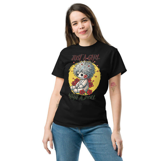 Girl with a Doll | Voodoo Doll T-Shirt - Black - T-Shirts Online