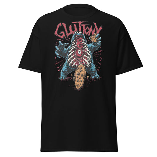 Gluttony Cookie Monster T-Shirt - Funny Horror Parody - Black - T-Shirts Online