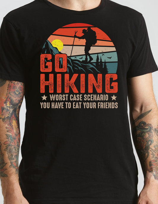 Go Hiking T-Shirt | Outdoors Camping Tee - Black - T-Shirts Online