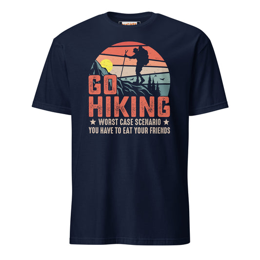 Go Hiking T-Shirt | Outdoors Camping Tee - Navy - T-Shirts Online
