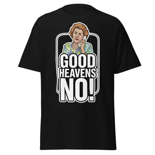 Good Heavens No! T-Shirt – Funny Retro British Comedy Tee - Black - T-Shirts Online
