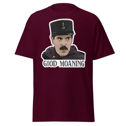 Good Moaning Officer Crabtree T-Shirt | Funny Sitcom Tee - Maroon - T-Shirts Online