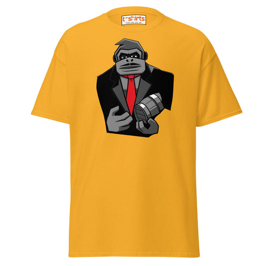 Gorilla Mafia Boss T-Shirt – Bold Cartoon Graphic Tee - Gold - T-Shirts Online