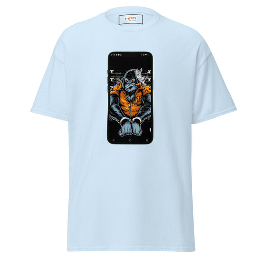Gorilla Phone Jail | Graphic T-Shirt - Light Blue - T-Shirts Online
