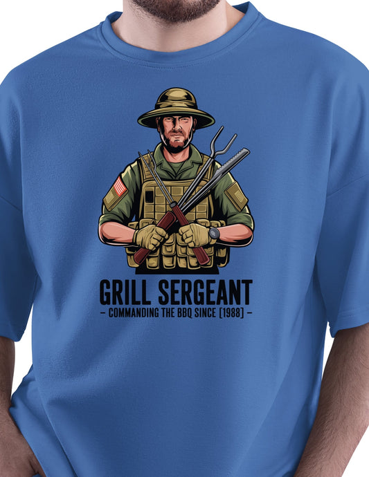 Grill Sargeant T-Shirt | Army Barby T-Shirt - Red - T-Shirts Online