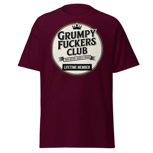 Grumpy F*ckers Club - Lifetime Member Tee - Maroon - T-Shirts Online