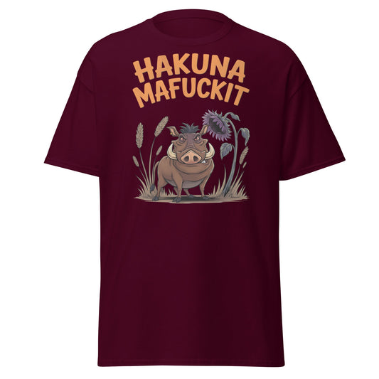 Hakuna Mafuckit T-Shirt - Funny Warthog Parody Tee - Maroon - T-Shirts Online