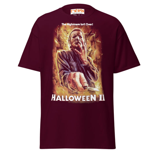 Halloween II T-Shirt | Retro Horror Movie Art Tee - Maroon - T-Shirts Online