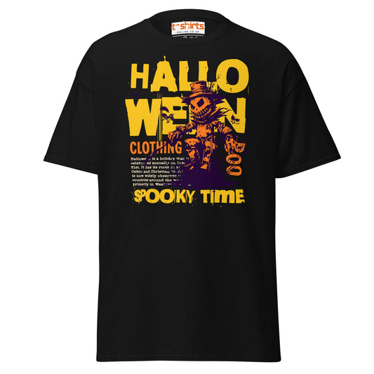 Halloween Scarecrow Spooky Time T-Shirt - Black - T-Shirts Online