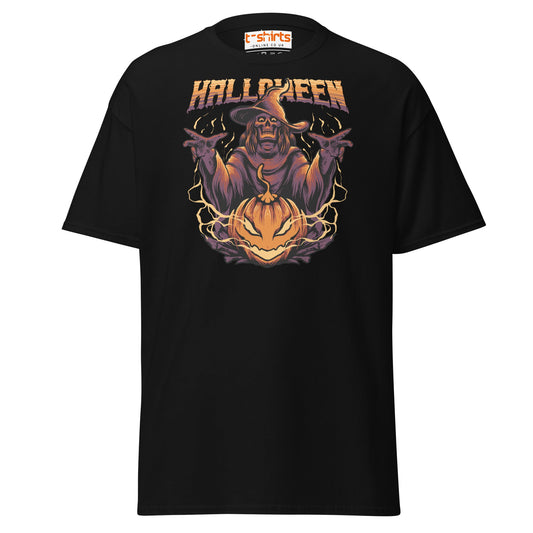 Halloween Witch T-Shirt | Spooky Skeleton Pumpkin Tee - Black - T-Shirts Online