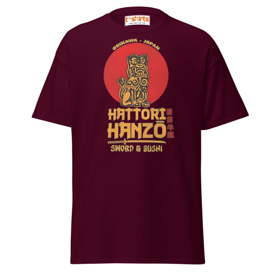 Hattori Hanzo Sword & Sushi T-Shirt - Maroon - T-Shirts Online