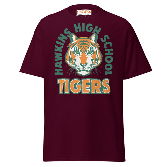 Hawkins High School Tigers T-Shirt - Maroon - T-Shirts Online