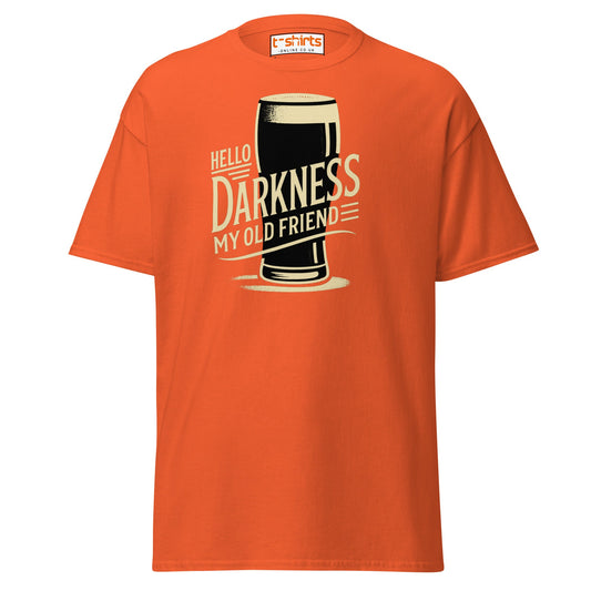 Hello Darkness Beer T-Shirt – Funny Stout Lover Tee - Orange - T-Shirts Online