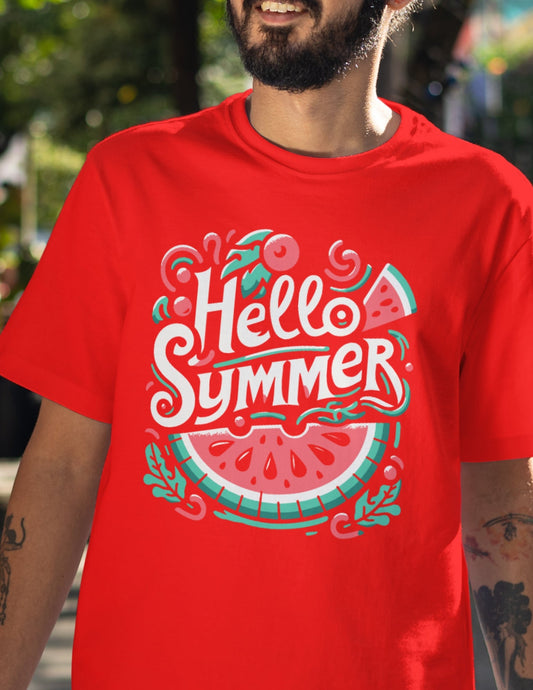 Hello Summer | Unisex Summer T-Shirt - Black - T-Shirts Online