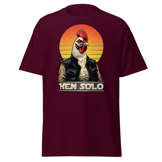 Hen Solo T-Shirt | Funny Star Wars Chicken Pun Graphic Tee - Maroon - T-Shirts Online