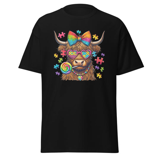 Highland Cow | Autism T-Shirt - Black - T-Shirts Online