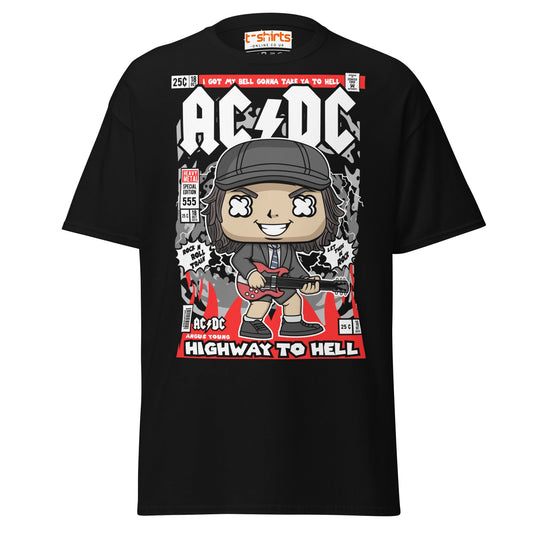 Highway to Hell T-Shirt | Rock Guitar Comic Style Tee - Black - T-Shirts Online