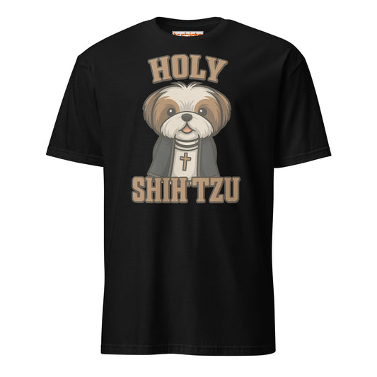Holy Shih Tzu Funny Dog Pun T-Shirt - Black - T-Shirts Online