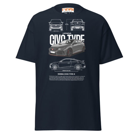 Honda Civic Type R T-Shirt | JDM Car Enthusiast Tee - Navy - T-Shirts Online