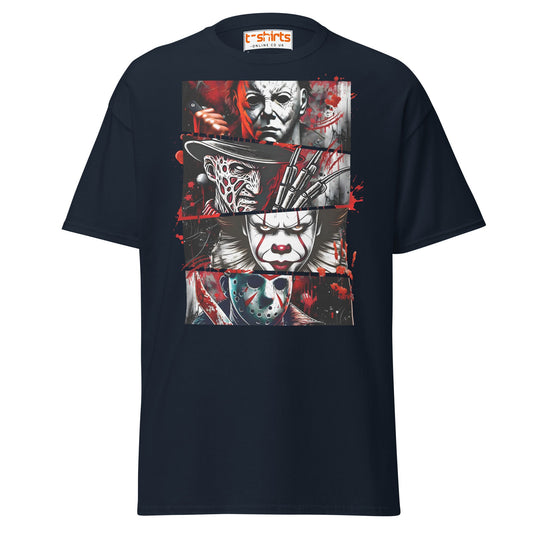 Horror Villains T-Shirt | Scary Slasher Tribute Tee - Navy - T-Shirts Online