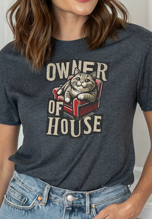 House Owner T-Shirt | Funny Slogan Cat T-Shirt - Black - T-Shirts Online