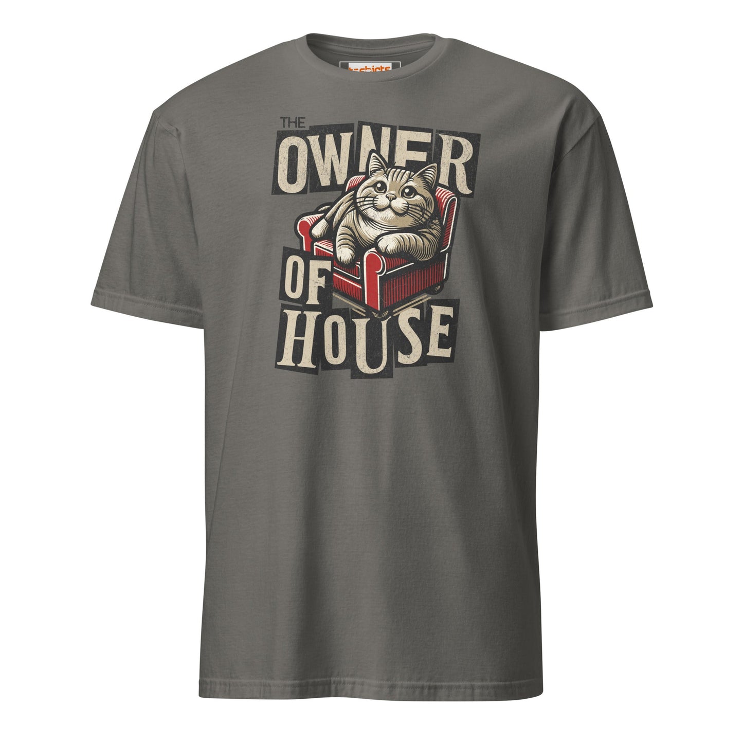 House Owner T-Shirt | Funny Slogan Cat T-Shirt - Charcoal - T-Shirts Online