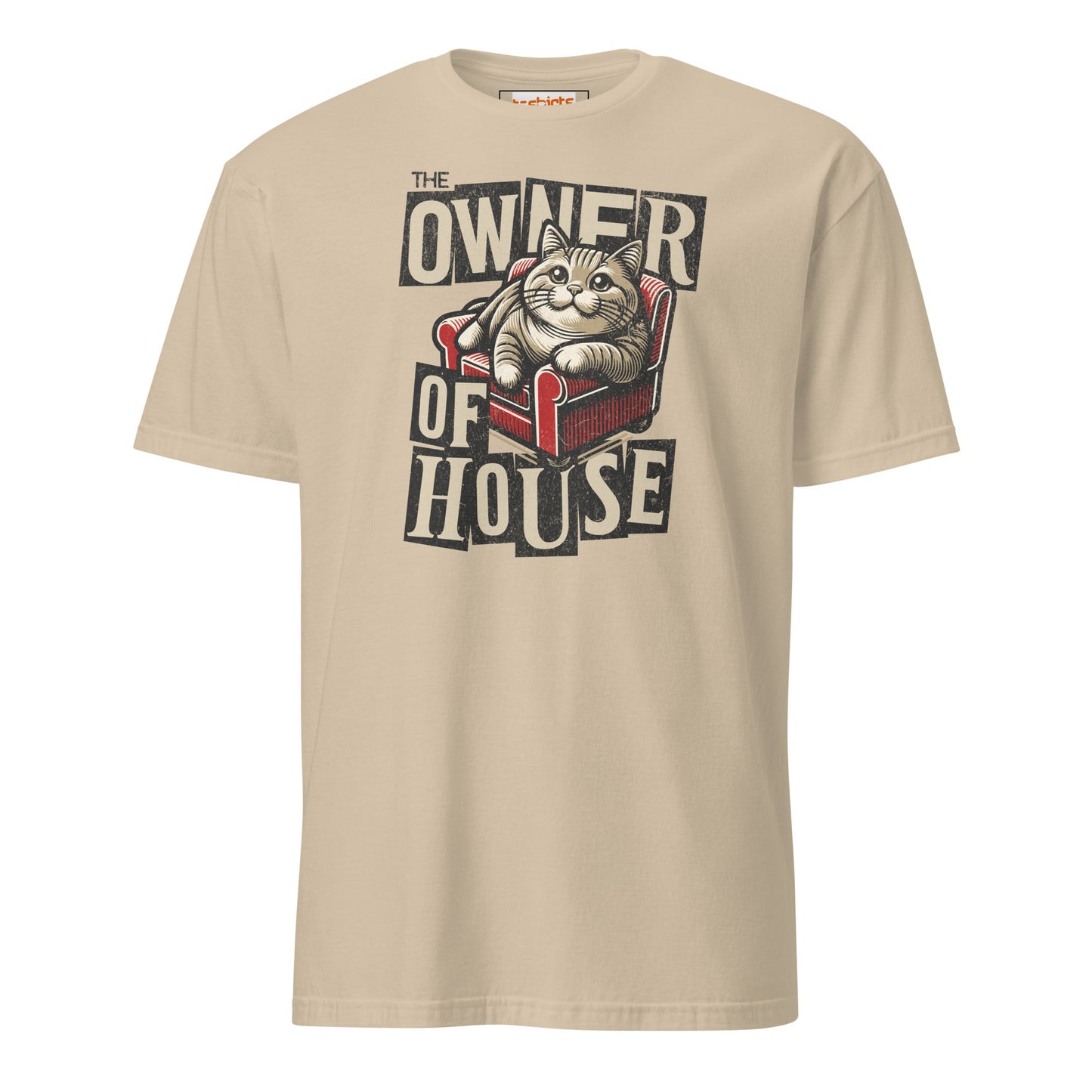 House Owner T-Shirt | Funny Slogan Cat T-Shirt - Sand - T-Shirts Online