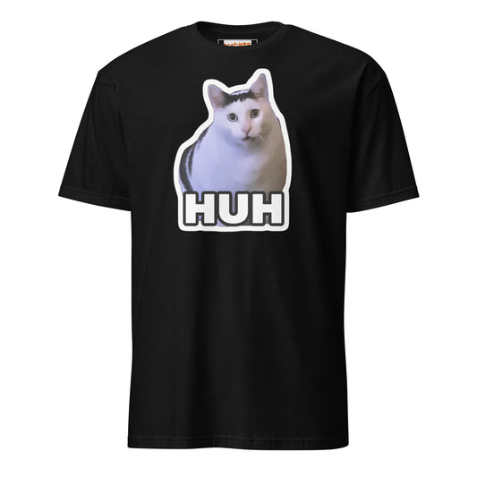 Huh Cat T-Shirt | Funny Cat Memes - Black - T-Shirts Online