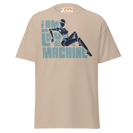 I Am A Love Machine T-Shirt | Retro Robot Humor Tee - Sand - T-Shirts Online