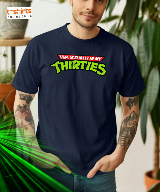 I am actually in my Thirties T-Shirt | TMNT Parody - Black - T-Shirts Online