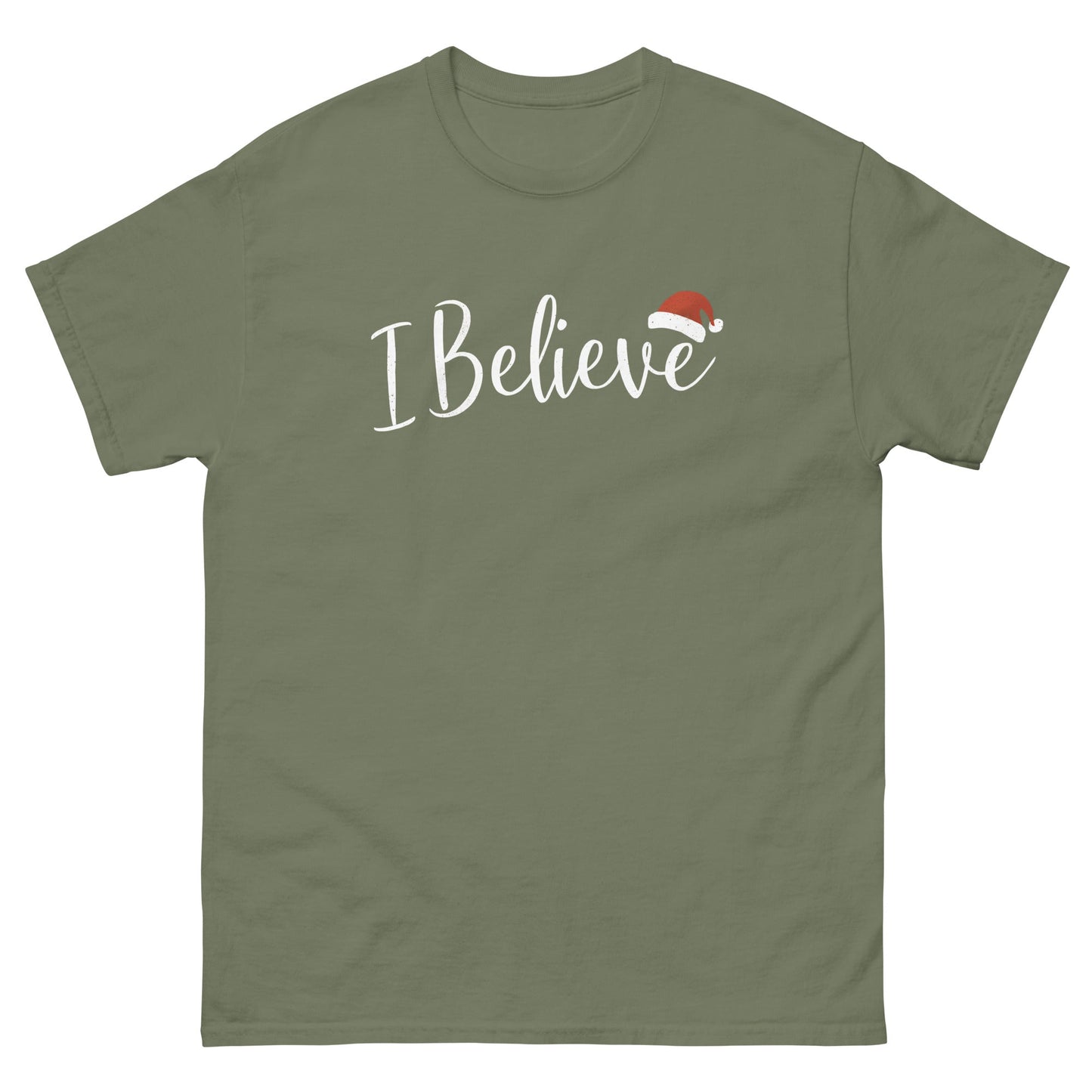 I Believe | Christmas T-Shirt - Military Green - T-Shirts Online