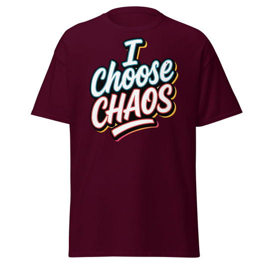 I Choose Chaos T-Shirt – Bold Graffiti Statement Tee - Maroon - T-Shirts Online