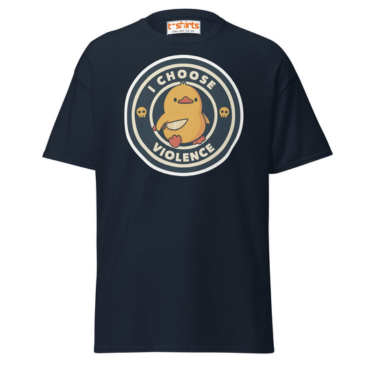 I Choose Violence Funny Duck T-Shirt - Navy - T-Shirts Online
