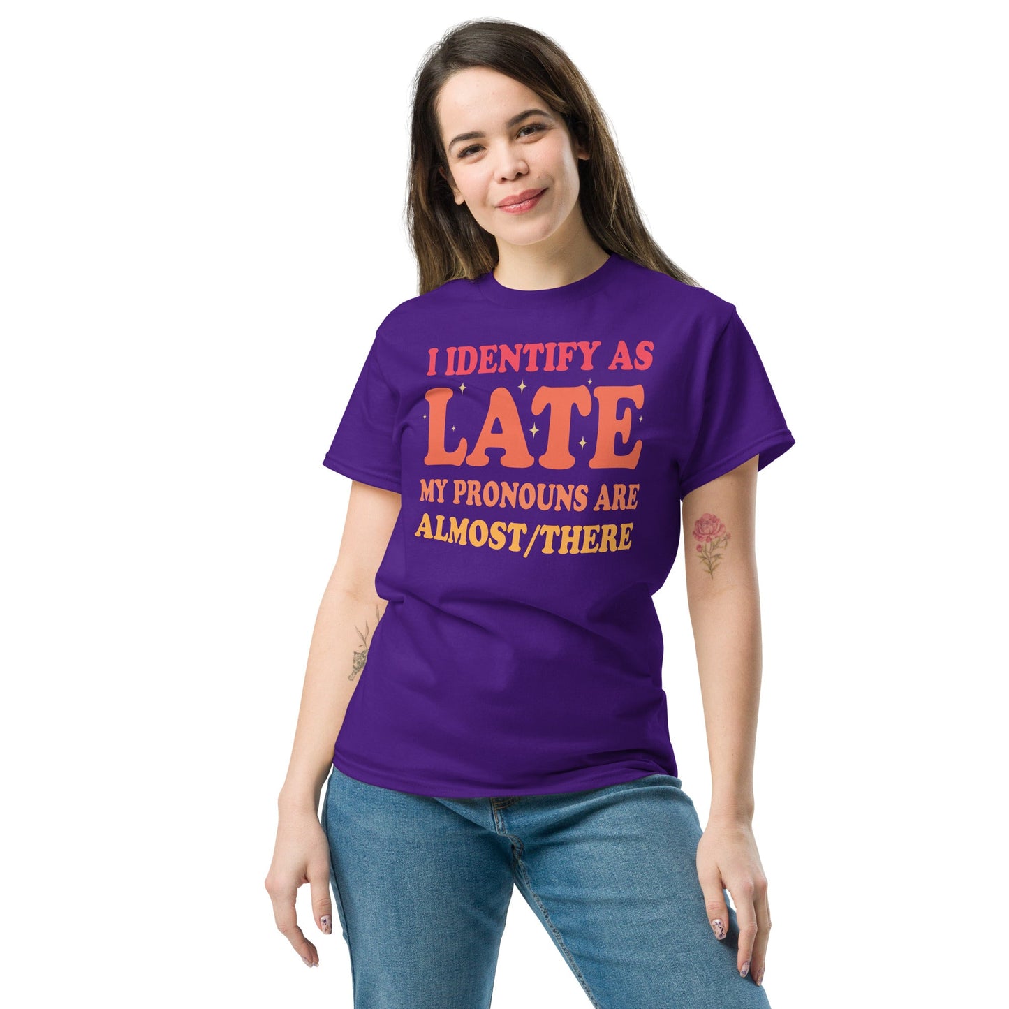I Identify As Late | Funny T-Shirt - Black - T-Shirts Online