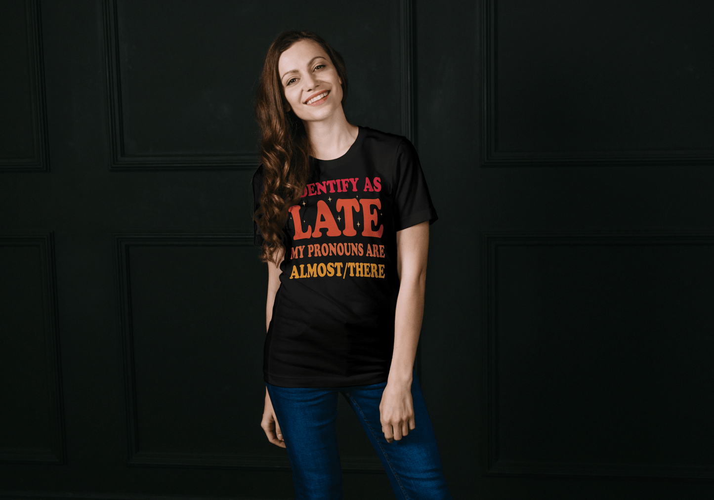 I Identify As Late | Funny T-Shirt - Black - T-Shirts Online