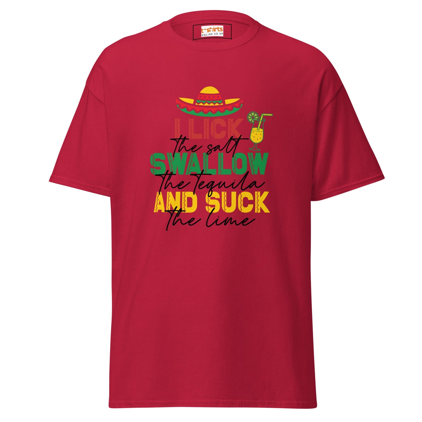 I Lick, Swallow and Suck | Cheeky Adult T-Shirt - Cardinal - T-Shirts Online