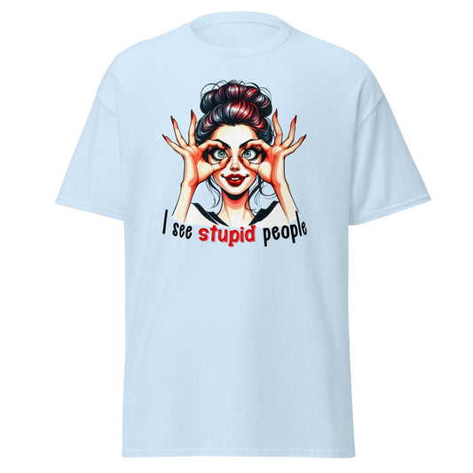 I See Stupid People | Retro T-Shirt - Light Blue - T-Shirts Online