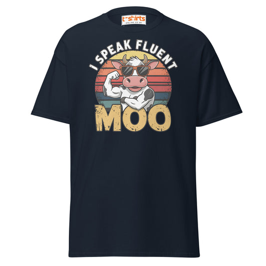 I Speak Fluent Moo T-Shirt | Funny Cow Humor Tee - Navy - T-Shirts Online