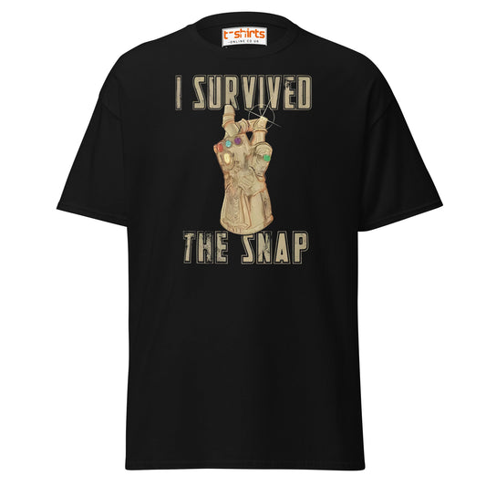 I Survived The Snap T-Shirt | Funny Marvel Parody Tee - Black - T-Shirts Online
