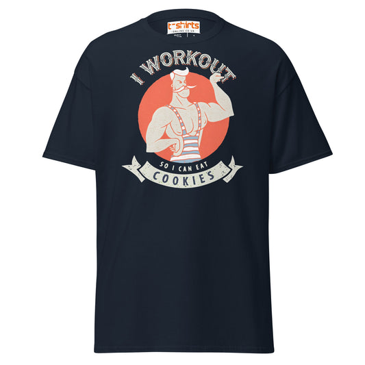 I Workout So I Can Eat Cookies T-Shirt | Funny Gym Tee - Navy - T-Shirts Online