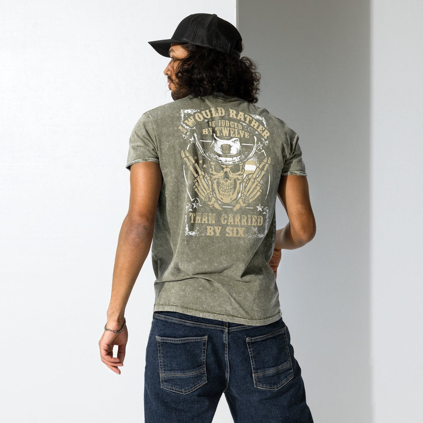 I Would Rather T-Shirt | Men's Denim Army Style Tee - Denim Blue - T-Shirts Online