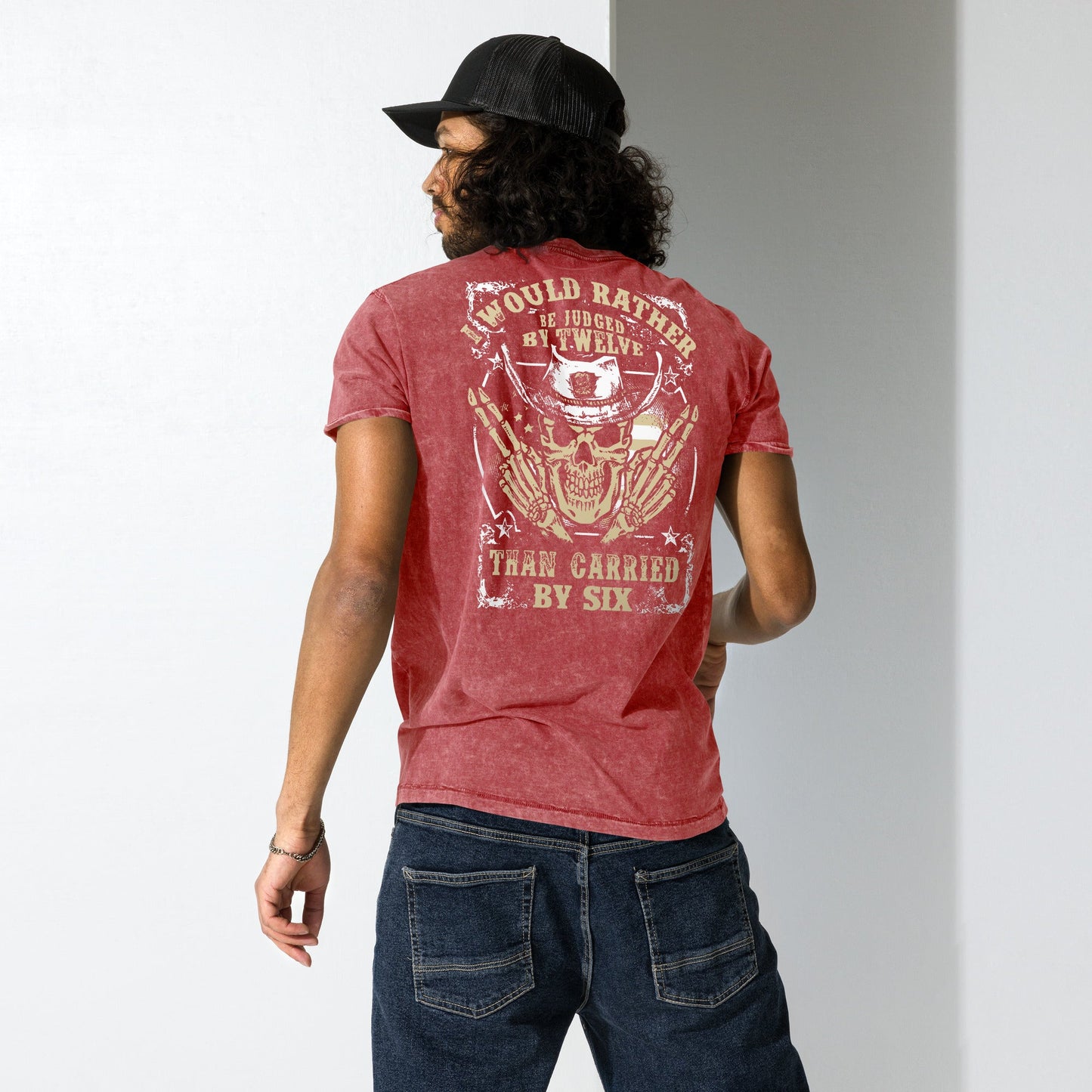 I Would Rather T-Shirt | Men's Denim Army Style Tee - Denim Blue - T-Shirts Online