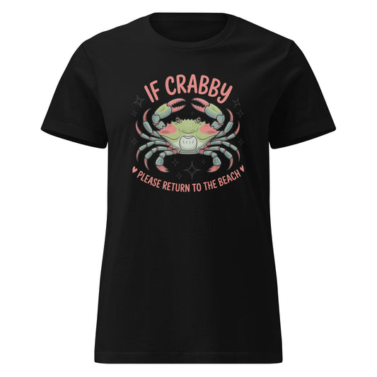 If Crabby Return to Beach T-Shirt | Softstyle Womens Tee - Black - T-Shirts Online
